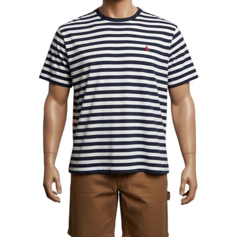Polo Ralph Lauren Breton Stripe Tee Mens XXL Navy White Nautical Prep